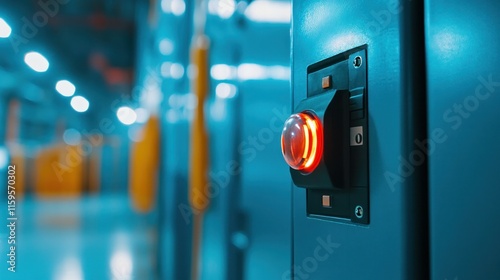 Electrical selector switch and button switch inside the lowvoltage motor control center cabinet at a coal power plant Blurred for background use photo