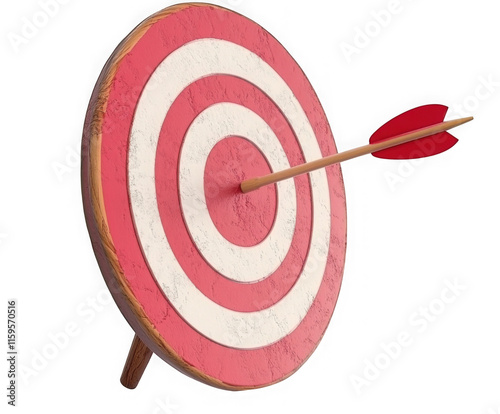Target goal bullseye isolated on transparent background. 3D rendering 
