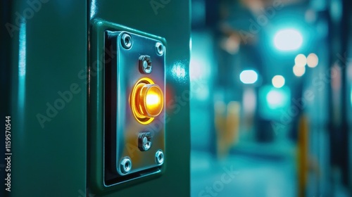 Electrical selector switch and button switch inside the lowvoltage motor control center cabinet at a coal power plant Blurred for background use photo