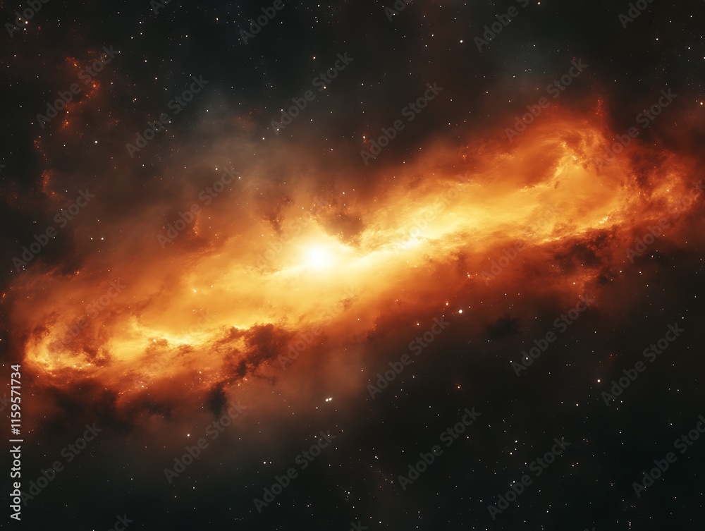 Fiery Nebula Swirling Cosmic Dust and Stars Fiery Nebula Swirling Cosmic Dust and Stars