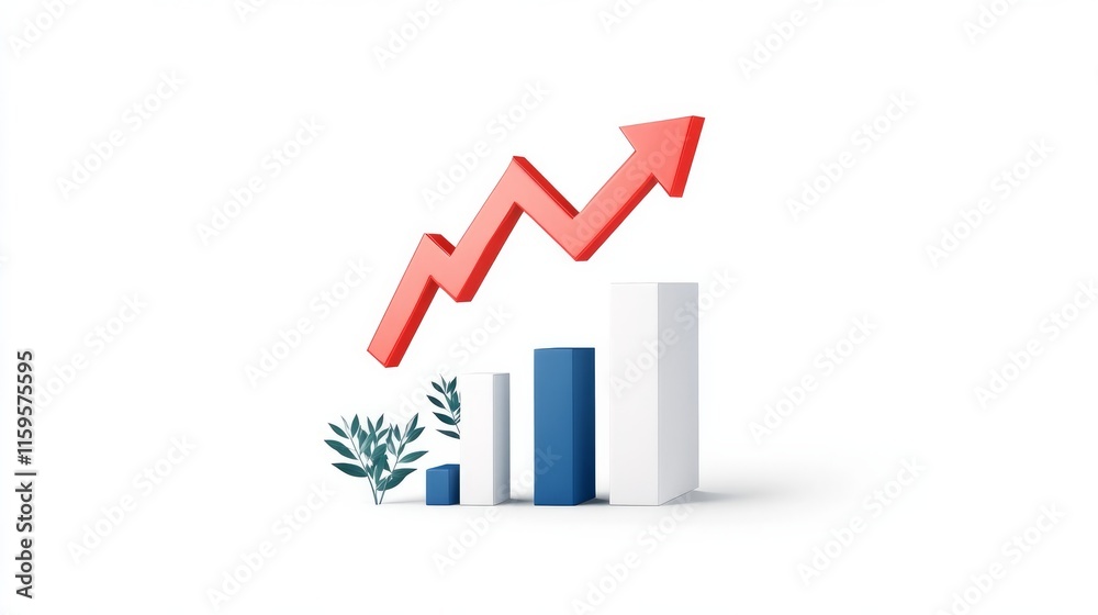 Growing red business arrow on white background Profit arrow icon representing sales growth economic trends and rising charts Vector illustration Growing red business arrow on white background Profit arrow icon representing sales growth economic trends and rising charts Vector illustration