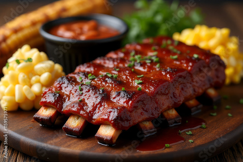 American BBQ in Rustic Style with Smoky Flavors Representing Traditional Cuisine 