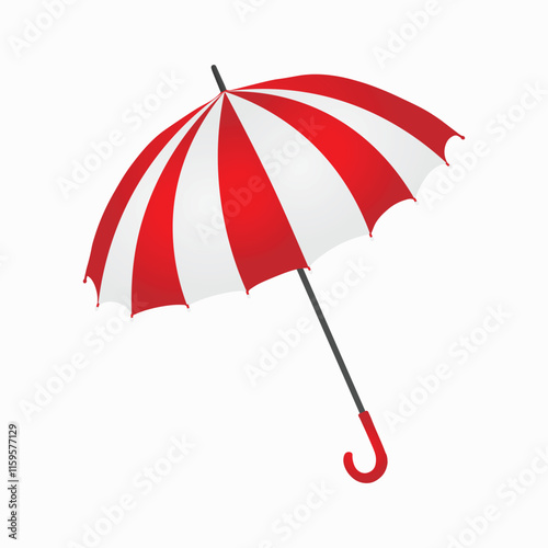 Red and White Striped Umbrella - High-Quality Vector Illustration