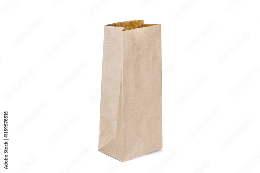 Recycled paper kraft long shopping bag isolated on white background. Recycled paper kraft long shopping bag isolated on white background.