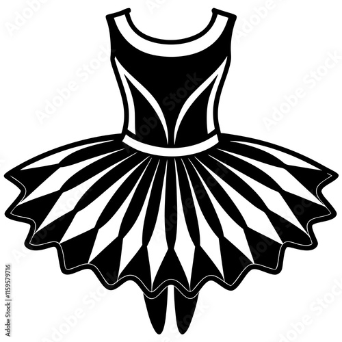 Minimalist Ballet Tutu Vector Silhouette on White Background