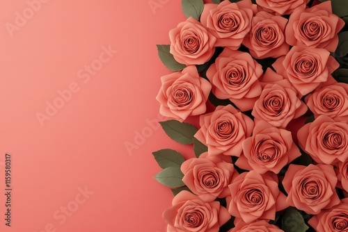 Valentine's Day Coral Roses Floral Arrangement Romantic Background Valentines Mothers Day