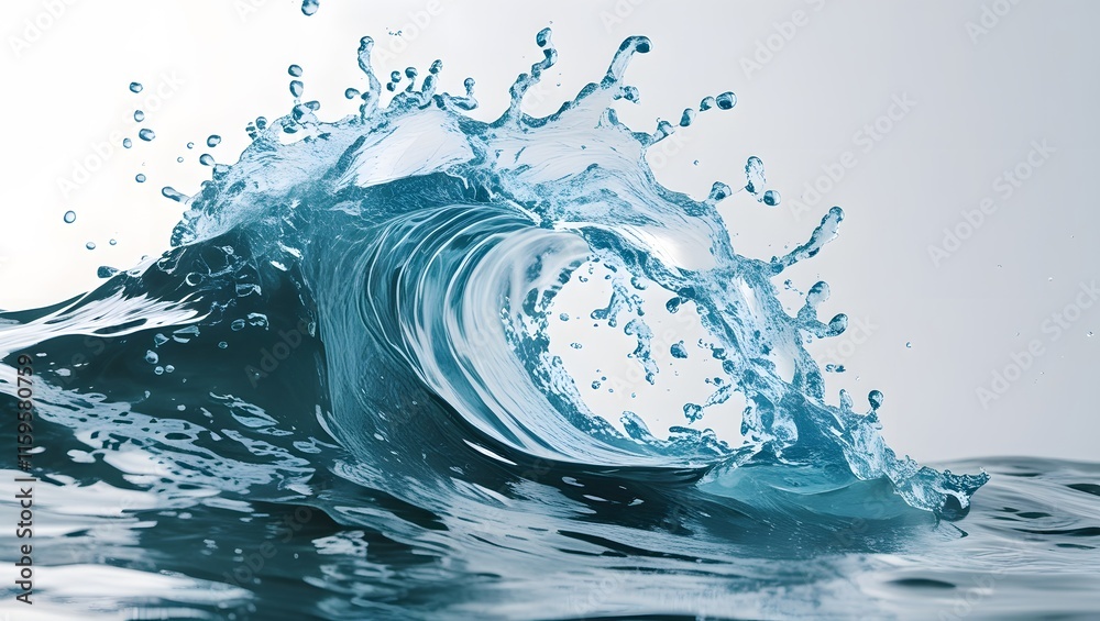 Fluid Motion: Water Wave Collapsing on a White Sheet of Paper