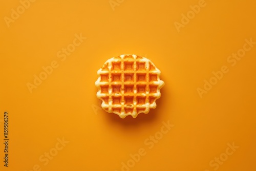 Single Waffle on Orange Background photo