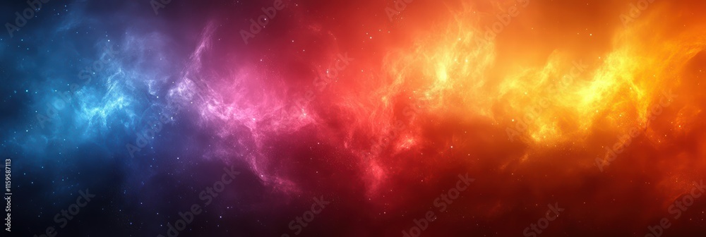 Fototapeta premium Colorful cosmic gradient with intertwining shades of blue, purple, red, and orange