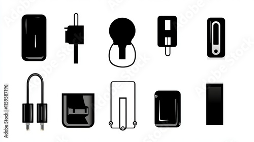 Simple vector icon set of breaker switches including circuit switches and cable choppers photo