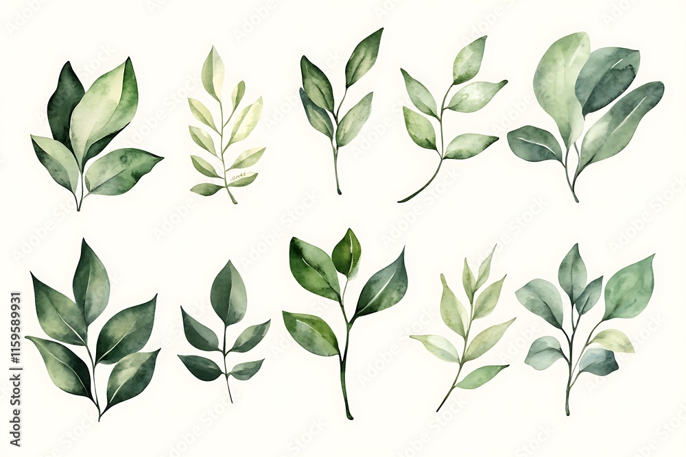 Green Leaf Collection: Artistic Watercolor and Detailed Digital Illustrations Featuring Clovers, Tropical Leaves, Falling Foliage, and Textured Dry Leaves - Perfect for Nature-Themed Designs and Decor Green Leaf Collection: Artistic Watercolor and Detailed Digital Illustrations Featuring Clovers, Tropical Leaves, Falling Foliage, and Textured Dry Leaves - Perfect for Nature-Themed Designs and Decor