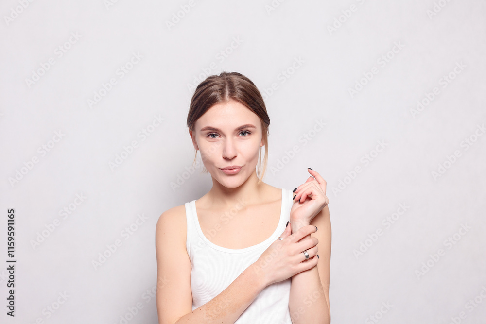 Young beautiful cute girl showing different emotions. Young beautiful cute girl showing different emotions.