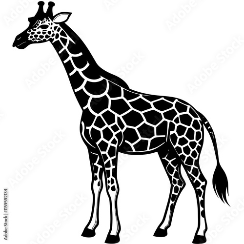 Giraffe Silhouette on White Background photo