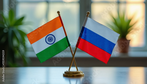 India and Russia Flags on Display: A Symbol of International Relations
