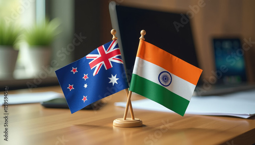 New Zealand and India Flags Display