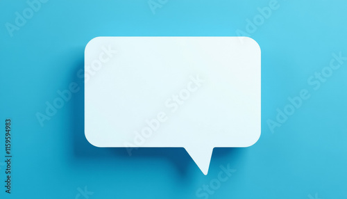 Abstract White Speech Bubble on Blue Background