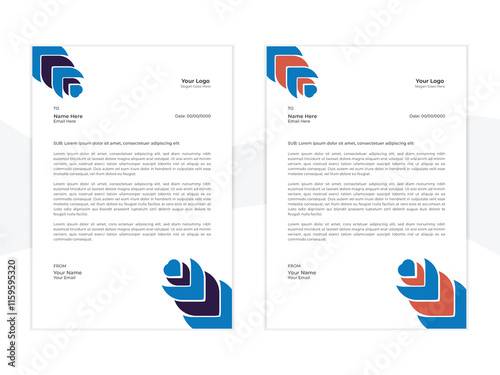 Modern Creative & Clean style letterhead with different colors