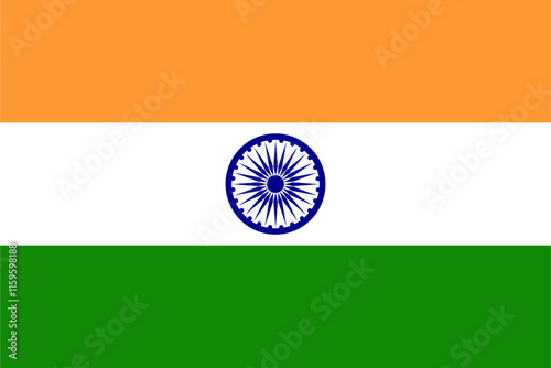 Indian flag in rectangular format, indian flag, india, country, asia, vector illustration. 