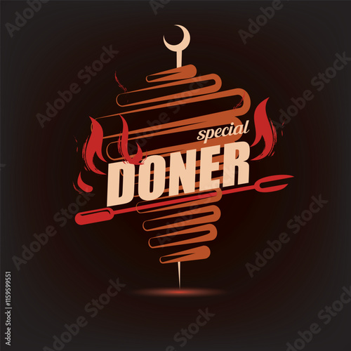 doner kebab emblem template, stylized vector symbo