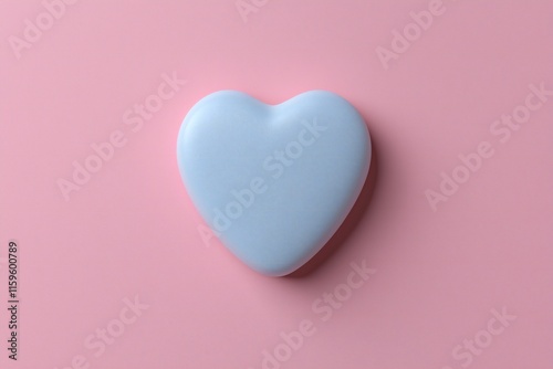 Valentine's Day Pastel Blue Heart Shape on Pink Background Love Romance Valentine s Day