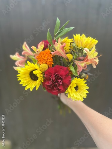 bouquet of flowers in a hand