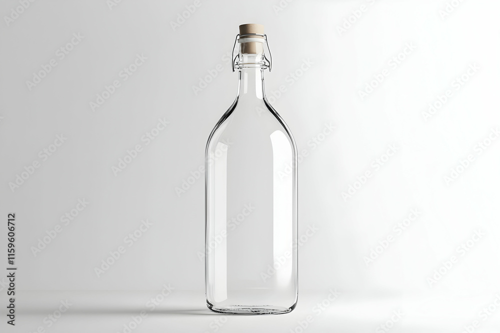 3D glass bottle mockup against a clean white background for versatile and attractive packaging displays 3D glass bottle mockup against a clean white background for versatile and attractive packaging displays