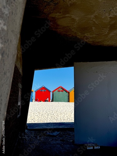 Bunte Strandhäuser in Muizenberg, Kapstadt, Südafrika photo