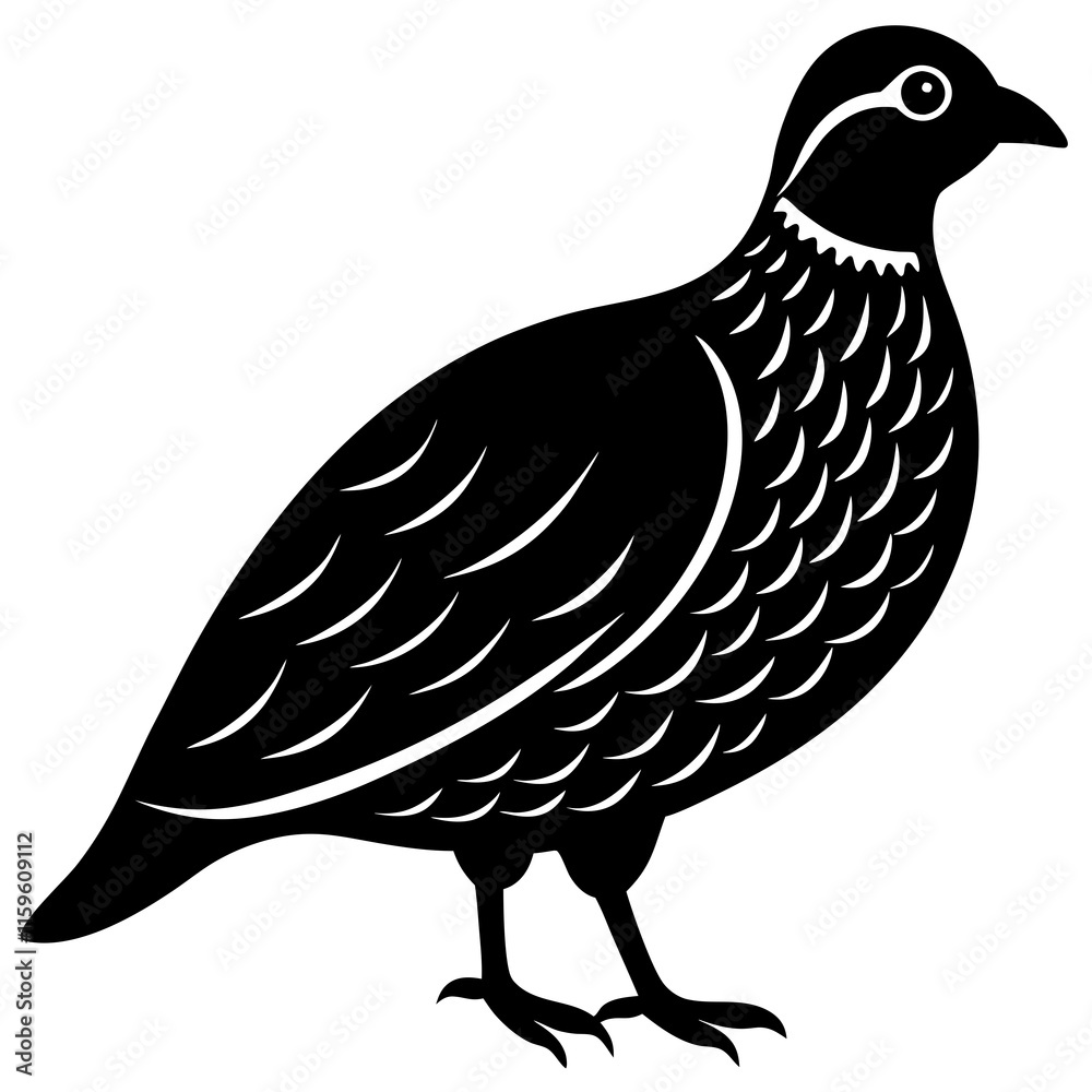 Fototapeta premium quail bird black silhouette vector, Simple silhouette Design vector icon with white background