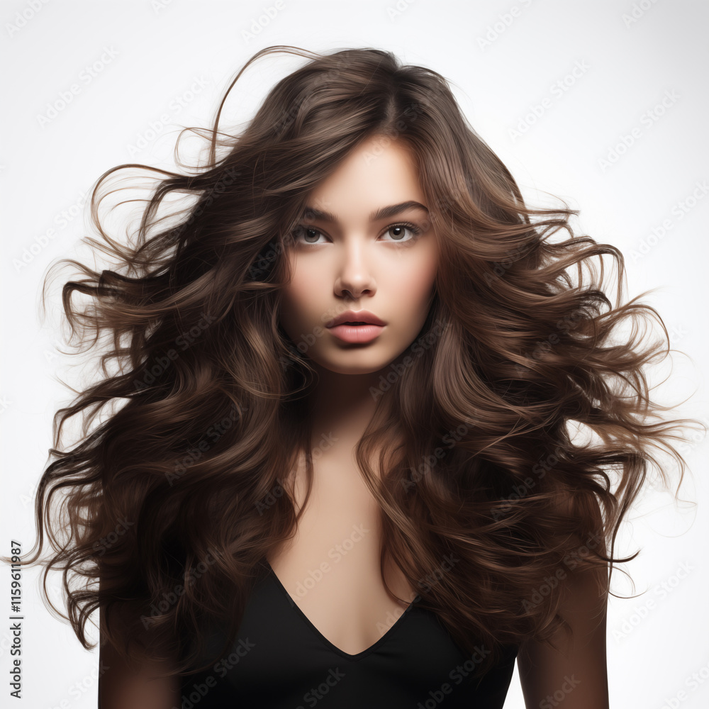 Woman with long brown hair Woman with long brown hair