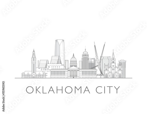 Oklahoma City cityscape illustration skyline drawing