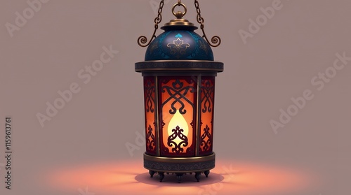 Ornate Hanging Lantern: Warm Glow, Intricate Design, Festive Mood photo