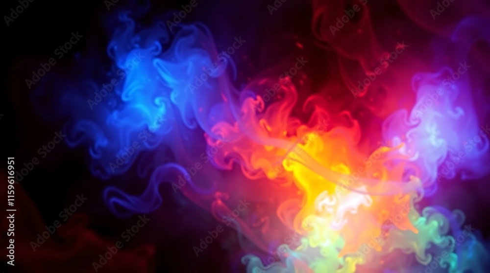 Obraz premium A captivating image showcasing swirling, colorful smoke against a dark background