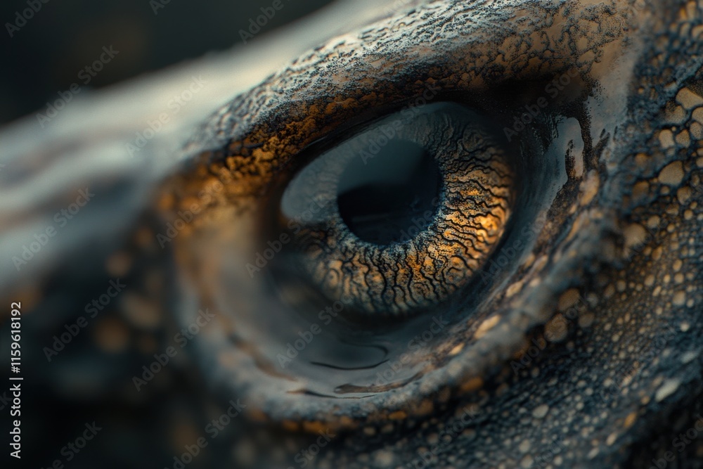Detailed closeup of squid eye with textured structure and colors Detailed closeup of squid eye with textured structure and colors
