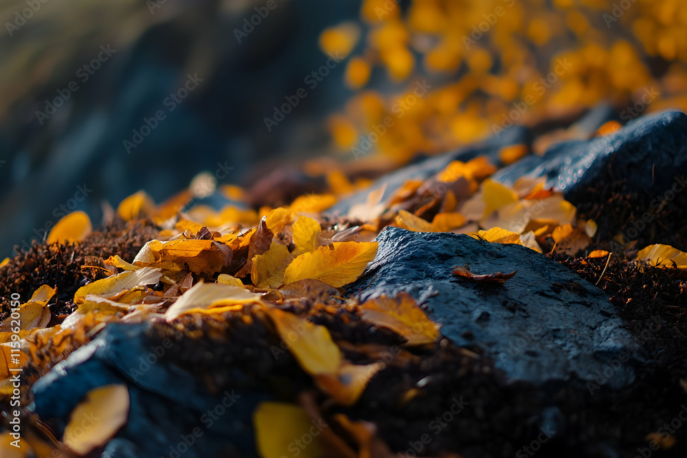 colorful autumn leaf pile with vivid yellow hues in focus colorful autumn leaf pile with vivid yellow hues in focus