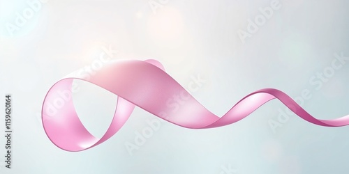  Pink Ribbon Floating Gracefully On Light Background