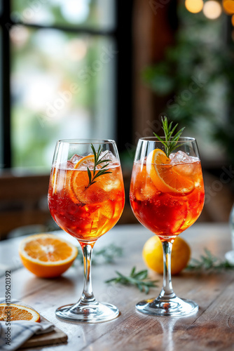 Two Glasses of Refreshing Orange Cocktails  photo