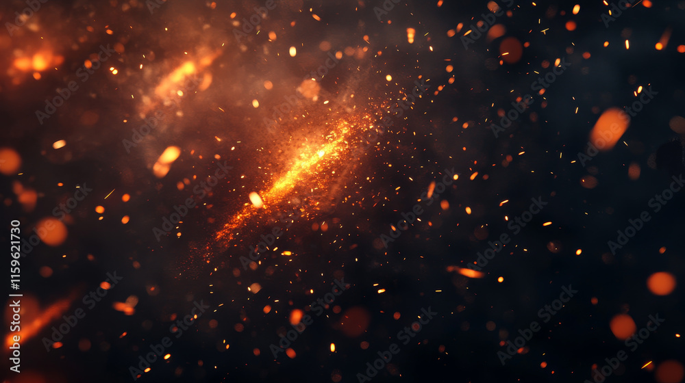 Fototapeta premium Fire lines with light sparks, cracker trail effect. Isolated sparkles of weld metal blade or petard. Bright glowing comet or electric circular saw scintilla, flying asteroid, Realistic 3d vector set