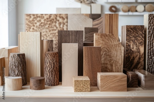 A Collection Of Various Wood Samples Displayed photo