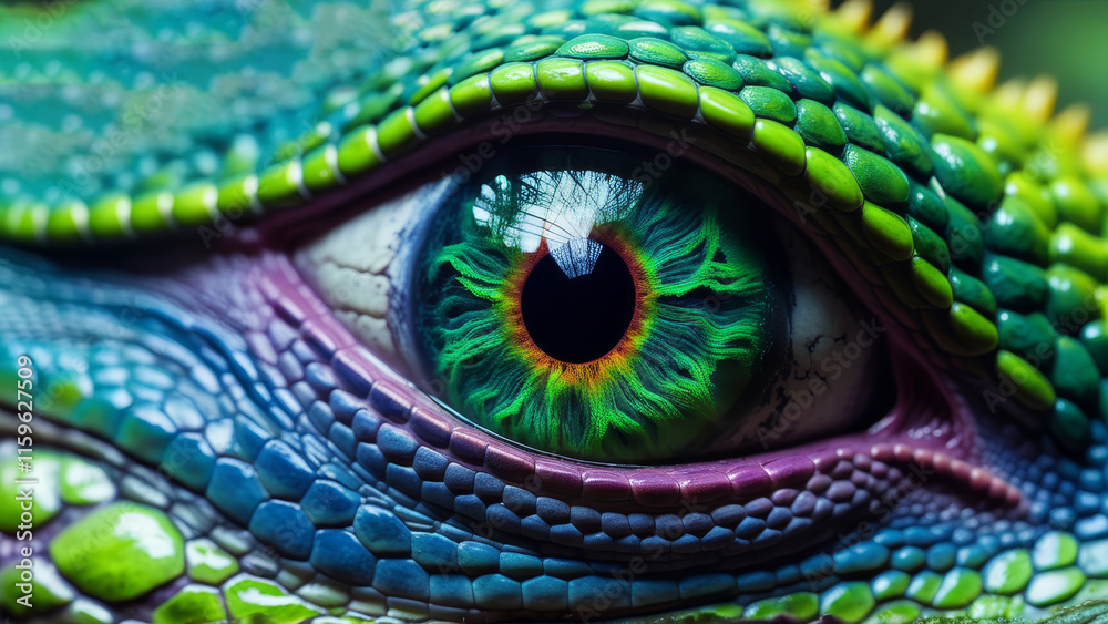 Obraz premium close up of colorful reptile eye