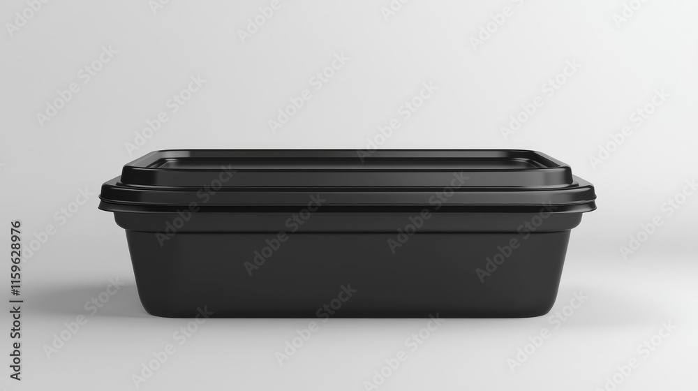 Black square plastic container with cap for food storage. Realistic 3d vector illustration set of top and side view box mockup for product keeping and take away concept. Package for lunch meal. Black square plastic container with cap for food storage. Realistic 3d vector illustration set of top and side view box mockup for product keeping and take away concept. Package for lunch meal.