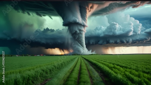 a huge tornado of unprecedented size that destroys everything in its path photo