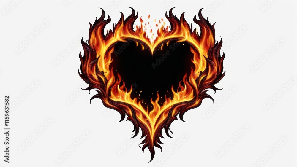 fire in the shape of a heart on a white background fire in the shape of a heart on a white background