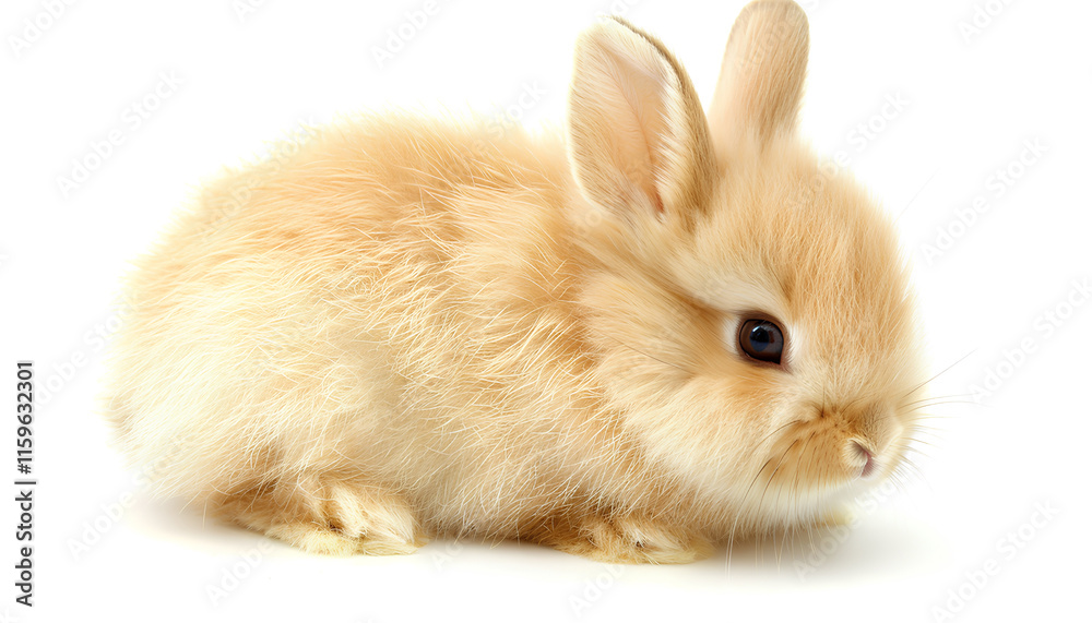 Fototapeta premium Adorable fluffy bunny rabbit on white background