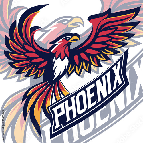 Adobe Illustrator Artwork, Phoenix bird mascot for sports and esports vector logo