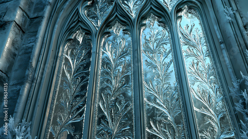 Imaginary frostwork on a window highlighting intricate details, frostwork, clarity, window, intricate, details. Frostweave. Illustration