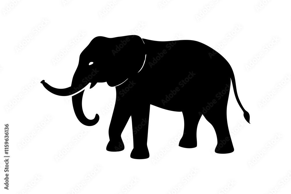 elephant black silhouette vector, Simple silhouette Design vector icon with white background elephant black silhouette vector, Simple silhouette Design vector icon with white background