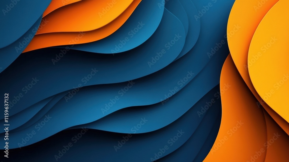 Glossy abstract waves in vivid blue and orange tones harmonizing in a dynamic flow. Generative AI Glossy abstract waves in vivid blue and orange tones harmonizing in a dynamic flow. Generative AI