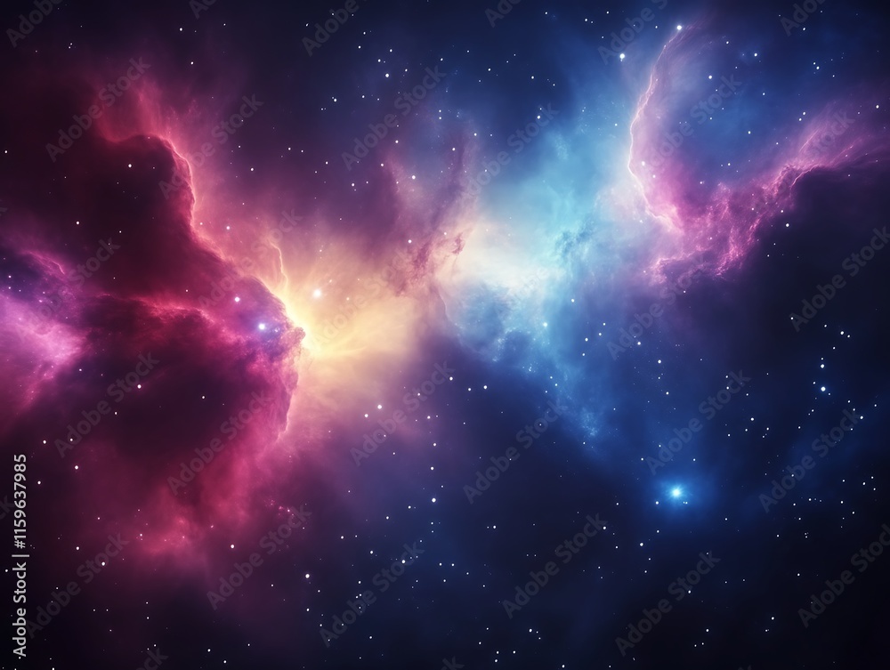 Fototapeta premium Cosmic Nebulae A Stellar Dance Of Pink And Blue Hues