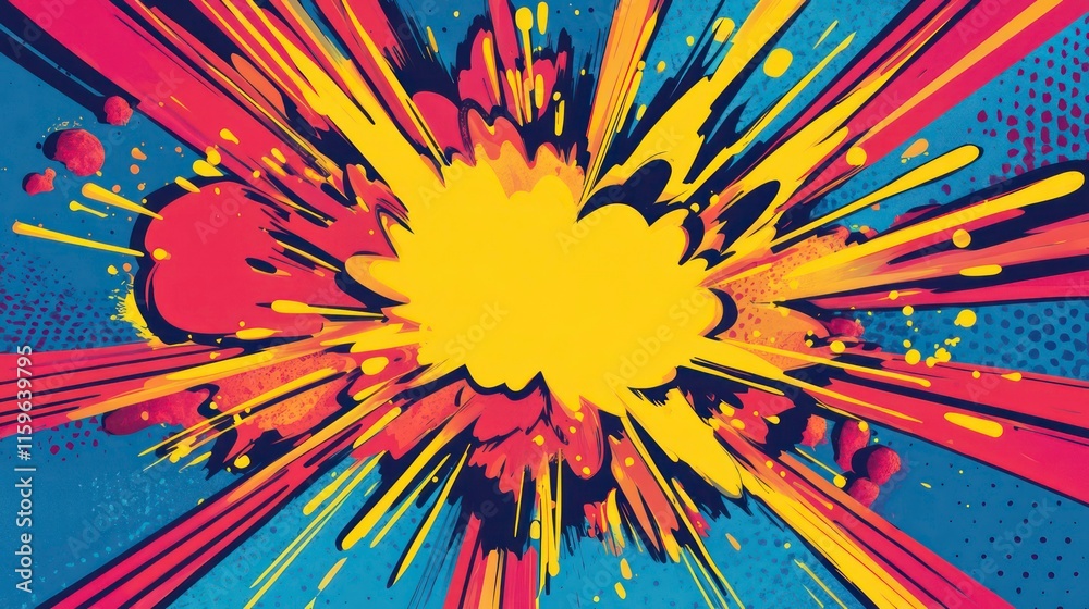 Fototapeta premium Abstract colorful explosion with dynamic lines and splatters.