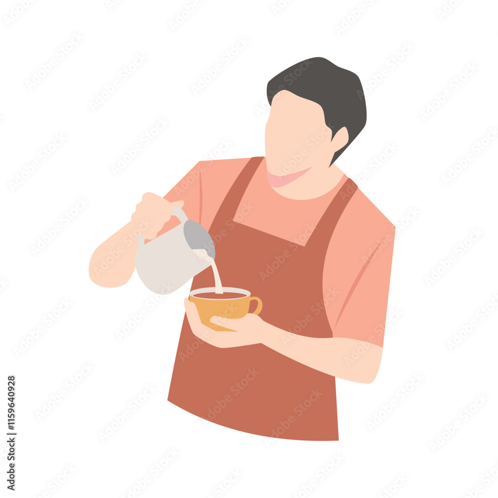 barista making coffee vector illustration barista making coffee vector illustration